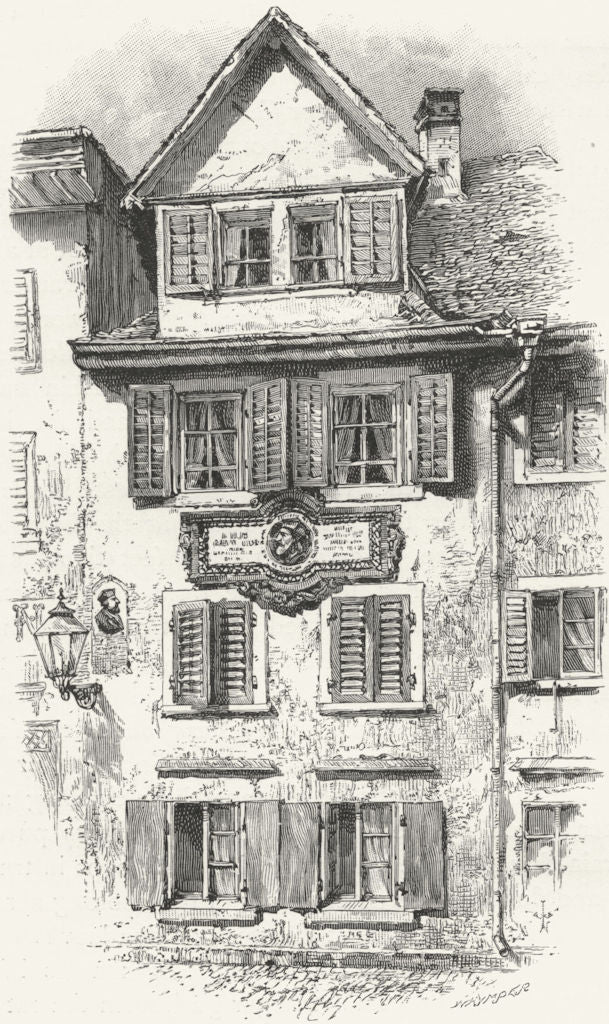 SWITZERLAND. John Hus, Constance 1891 old antique vintage print picture